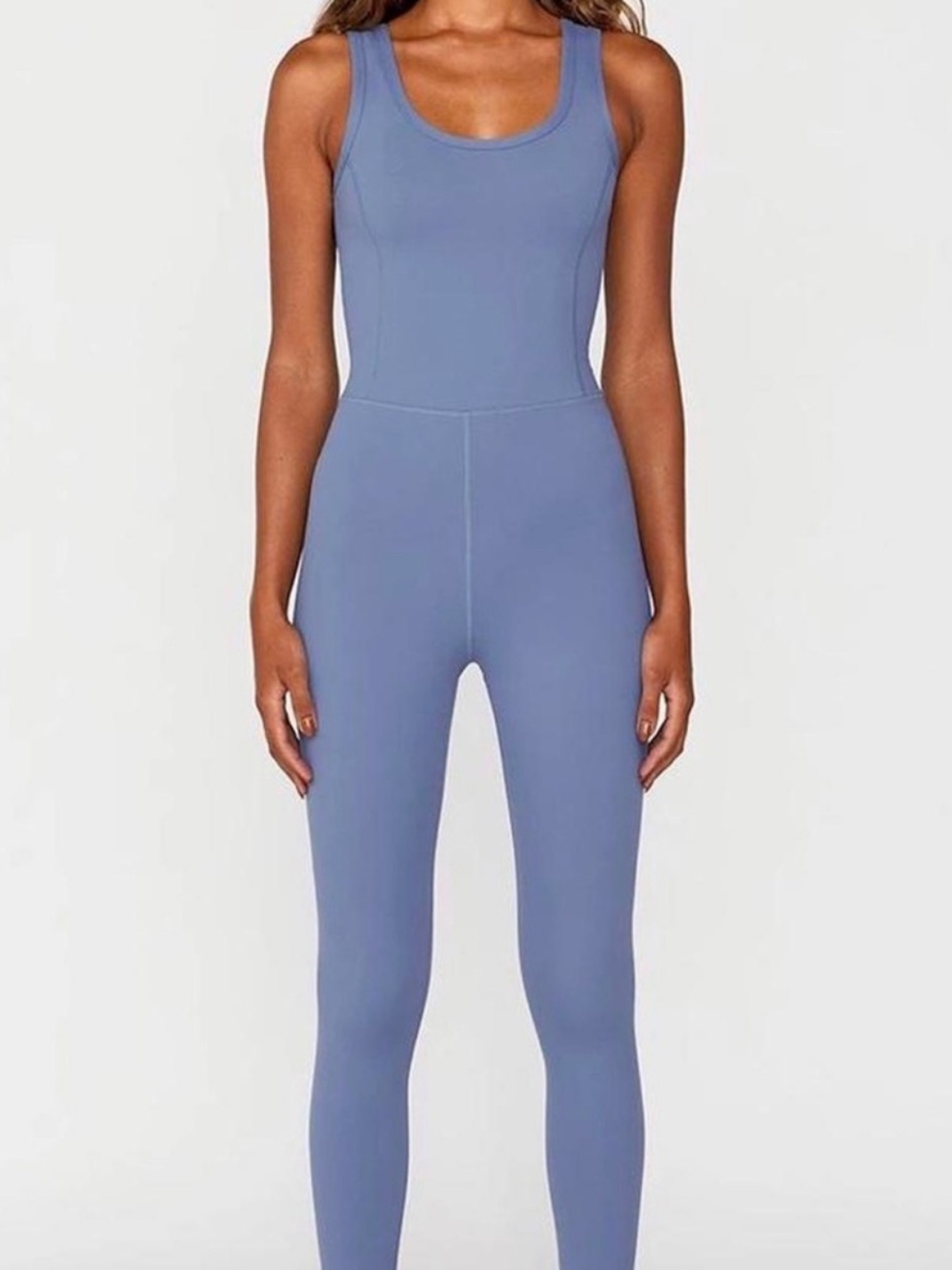 Set Active Sleeveless Scoop-Neck Jumpsuit in Periwinkle Blue